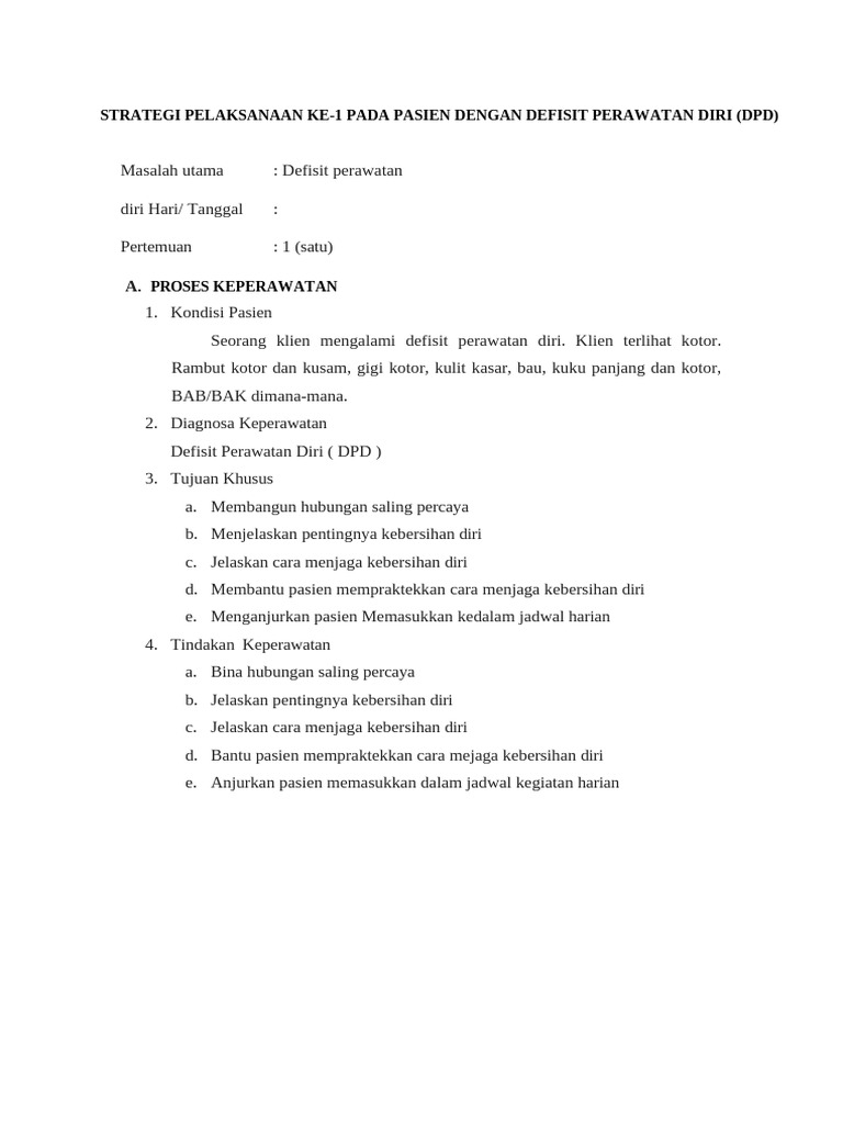 Strategi Perawatan Diri Pasien DPD | PDF