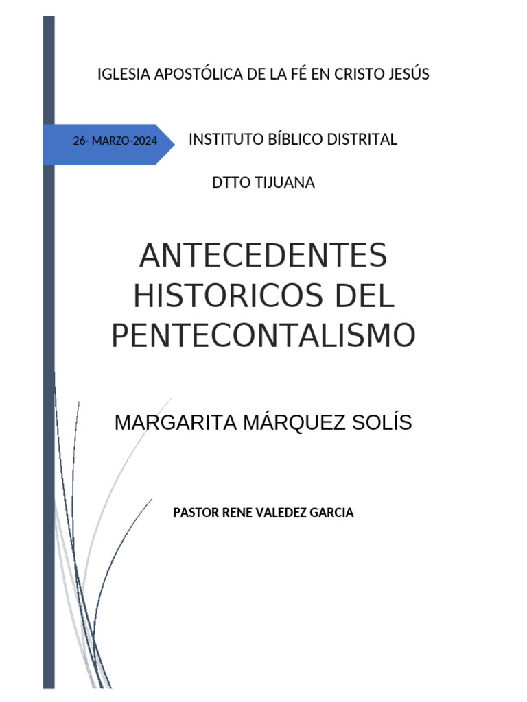 Historia del Pentecostalismo y su Impacto | PDF | espíritu Santo ...