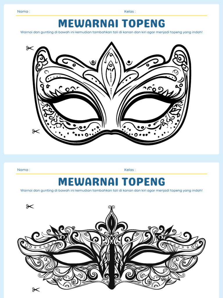 Aktivitas Mewarnai Topeng Kertas | PDF