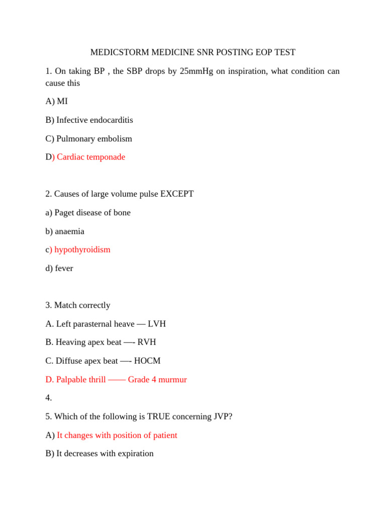 Medical Conditions and Exam Questions | PDF | Respiratory Diseases | Heart
