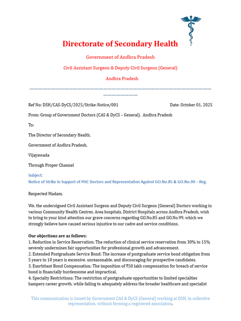 Strike Notice by Andhra Pradesh Doctors | PDF