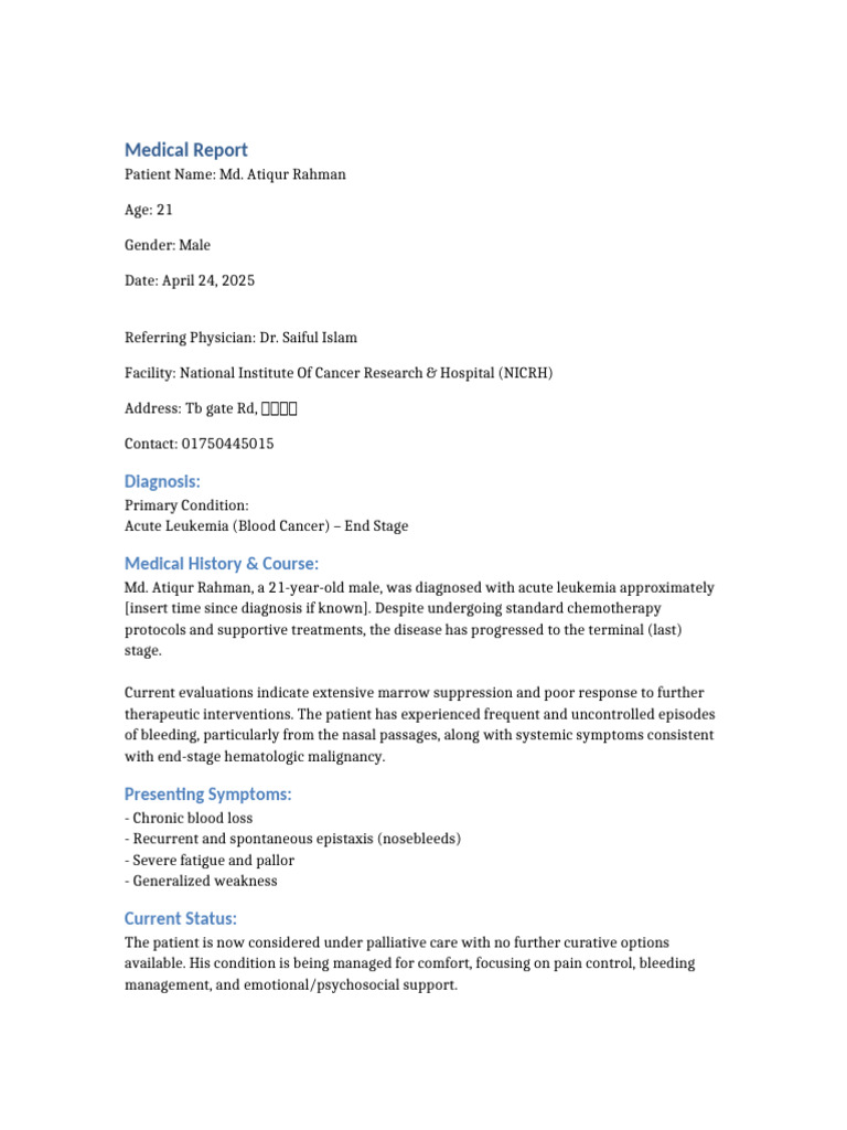 Final Medical Report MD Atiqur Rahman-1 | PDF