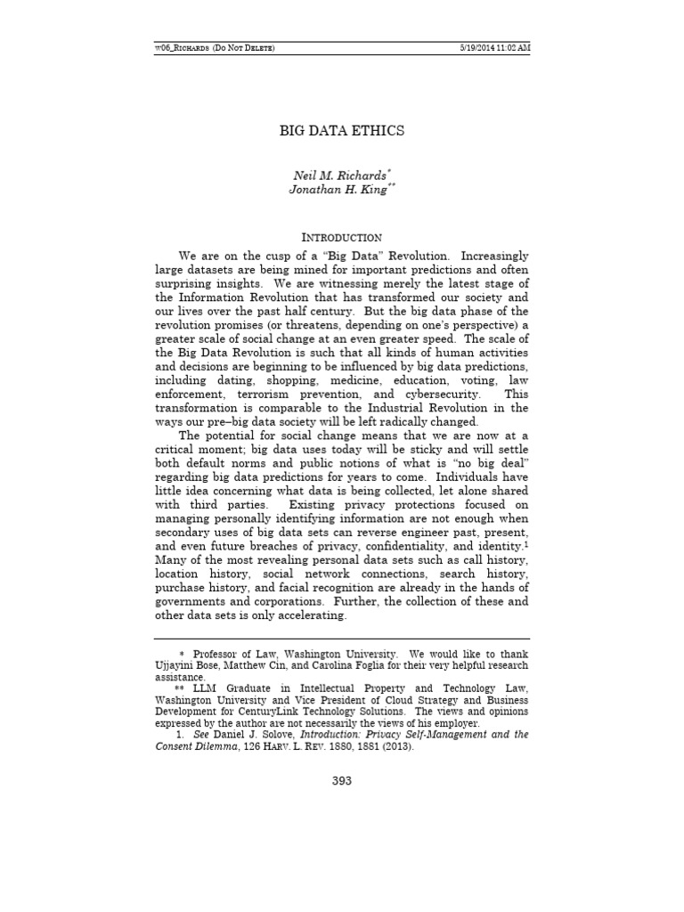 Big Data Ethics and Social Impact | PDF | Big Data | Privacy