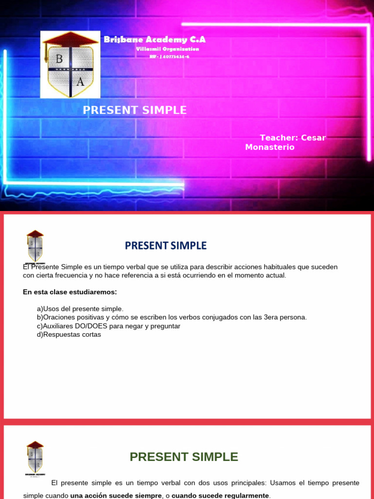 Usos y Estructura del Presente Simple | PDF | Verbo | Morfología ...