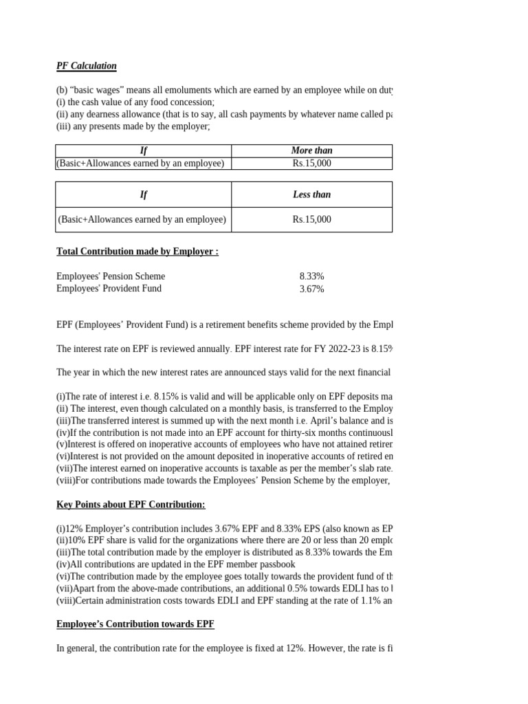 EPF and ESI Contribution Guidelines | PDF | Cost Of Living | Financial ...