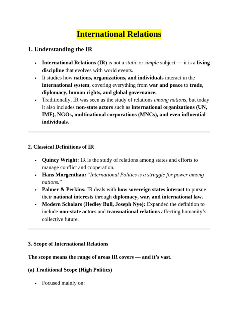 Understanding International Relations Dynamics | PDF | International ...
