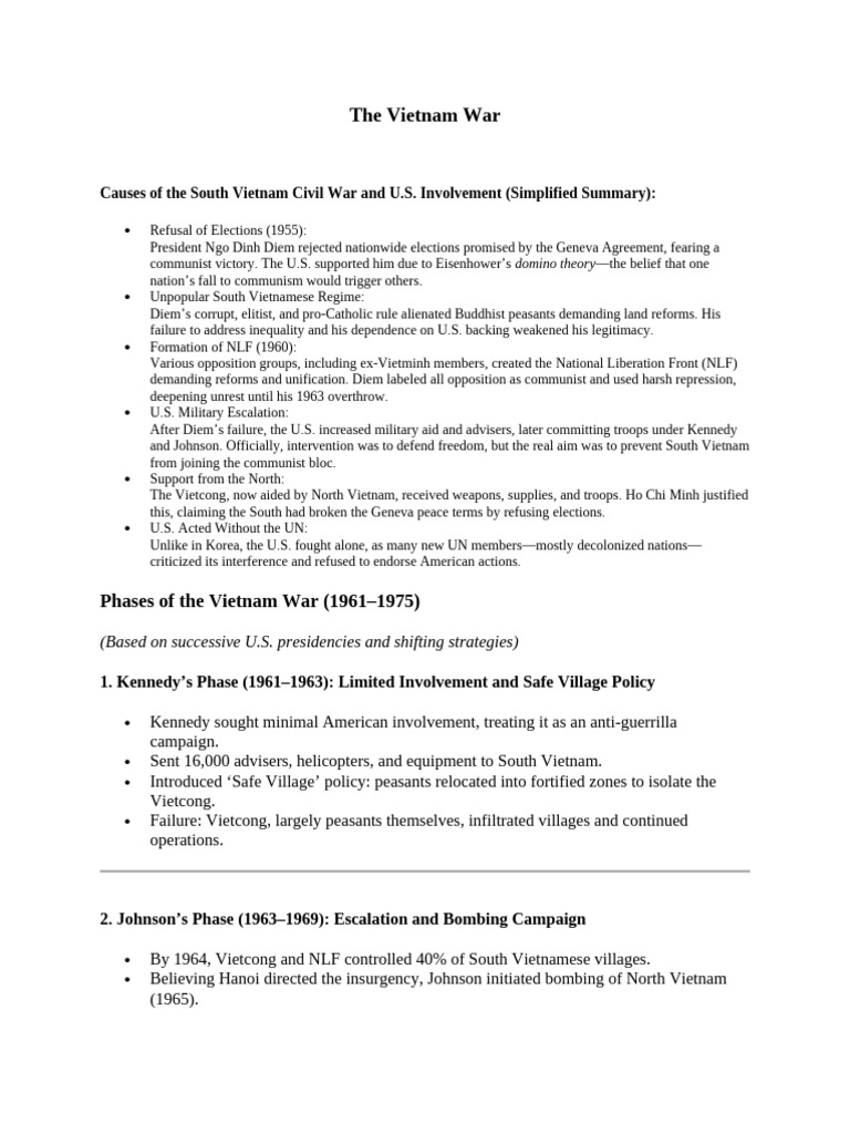 Causes and Phases of the Vietnam War | PDF | Viet Cong | Vietnam War
