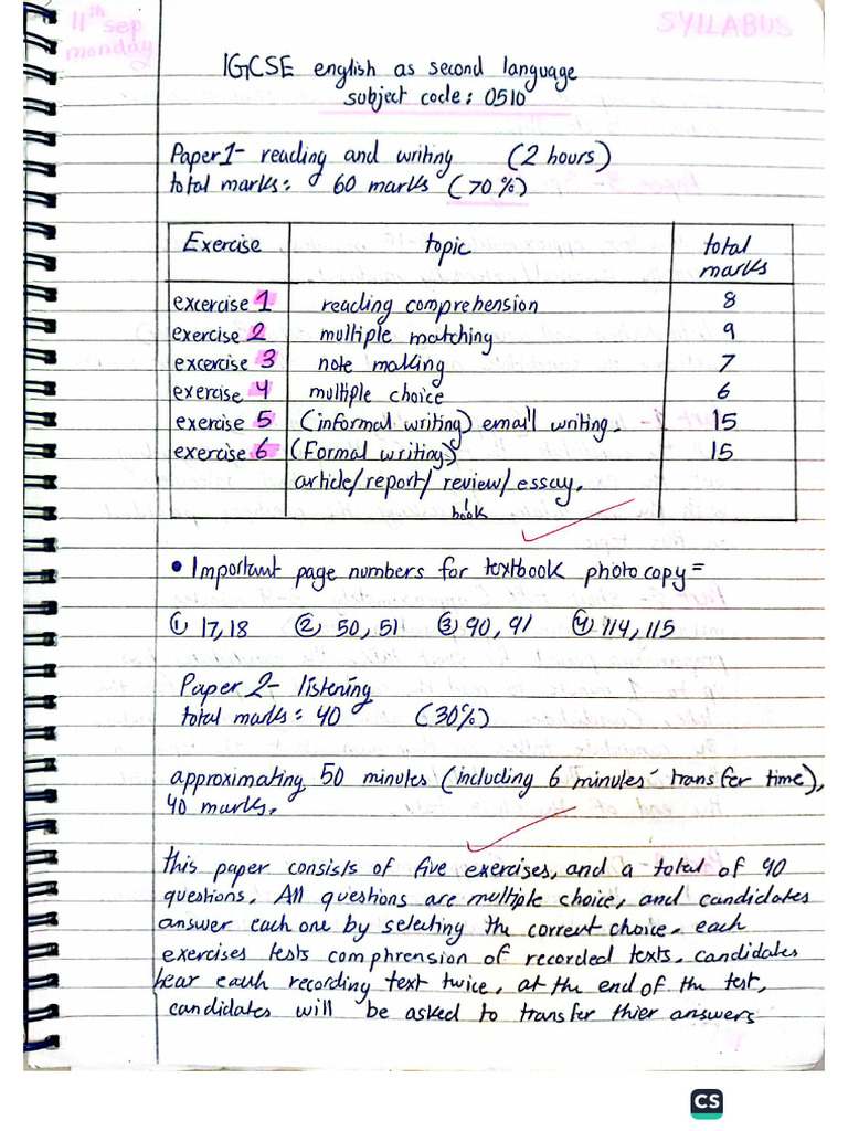 JE Class Notes (Including Writing Structures, Vocabulary Lists, and ...