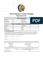 2012 Warrior Football Registration Form