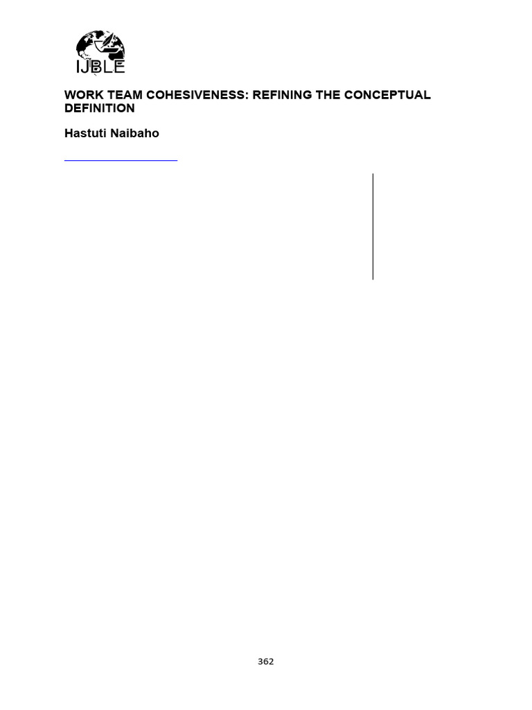 Refining Work Team Cohesiveness Concept | PDF | Group Cohesiveness ...