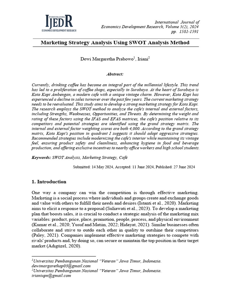 5230-Article Text-29140-1-10-20240627 | PDF | Swot Analysis | Marketing