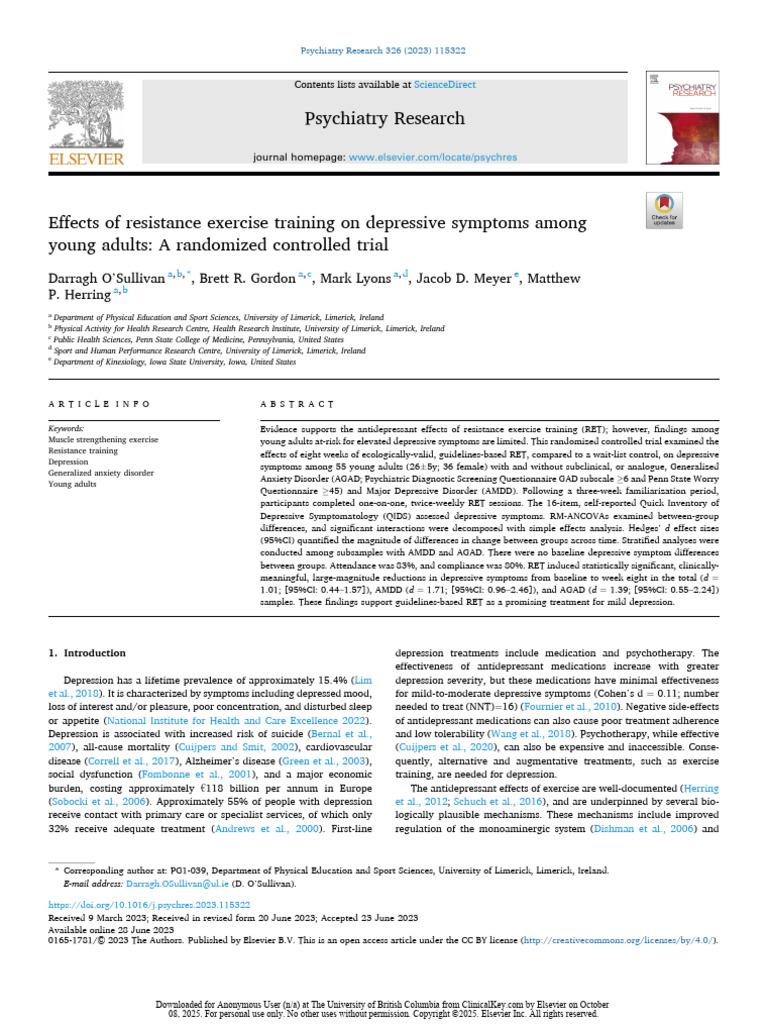 1 s2.0 S016517812300272X | PDF | Major Depressive Disorder ...