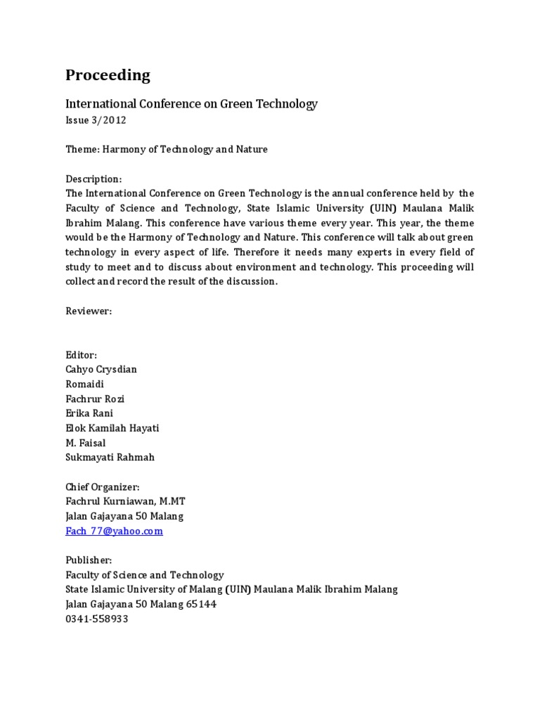 Green Technology Conference Proceedings | PDF | Nature