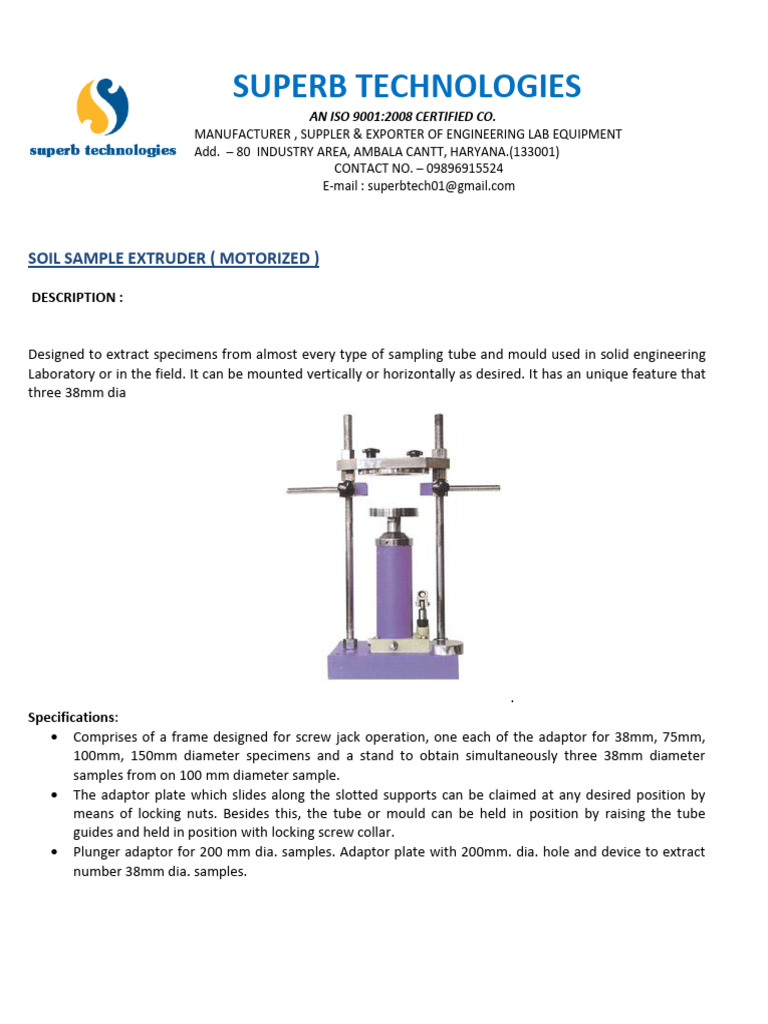 Soil Sample Extruder | PDF