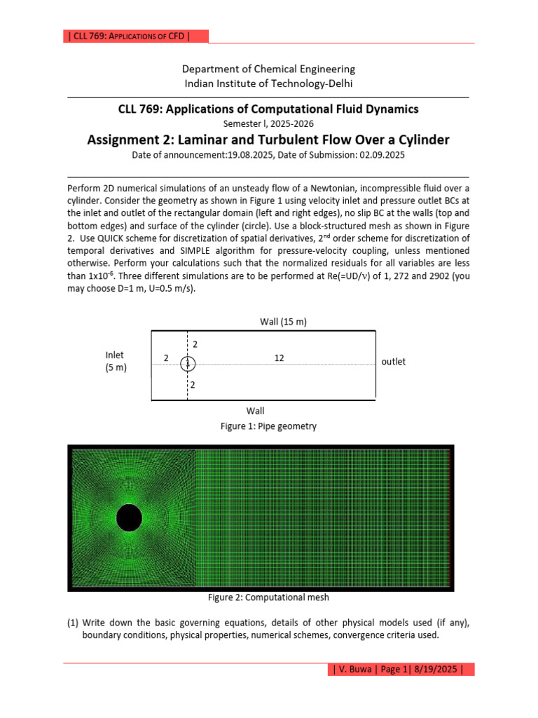 CFD Simulations of Flow Over Cylinder | PDF | Computational Fluid ...