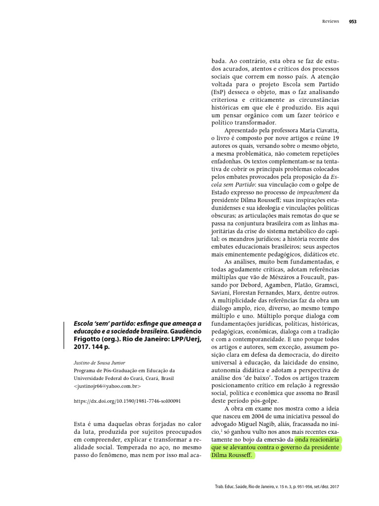 Crítica ao Projeto Escola Sem Partido | PDF | Liberdade | Burguesia