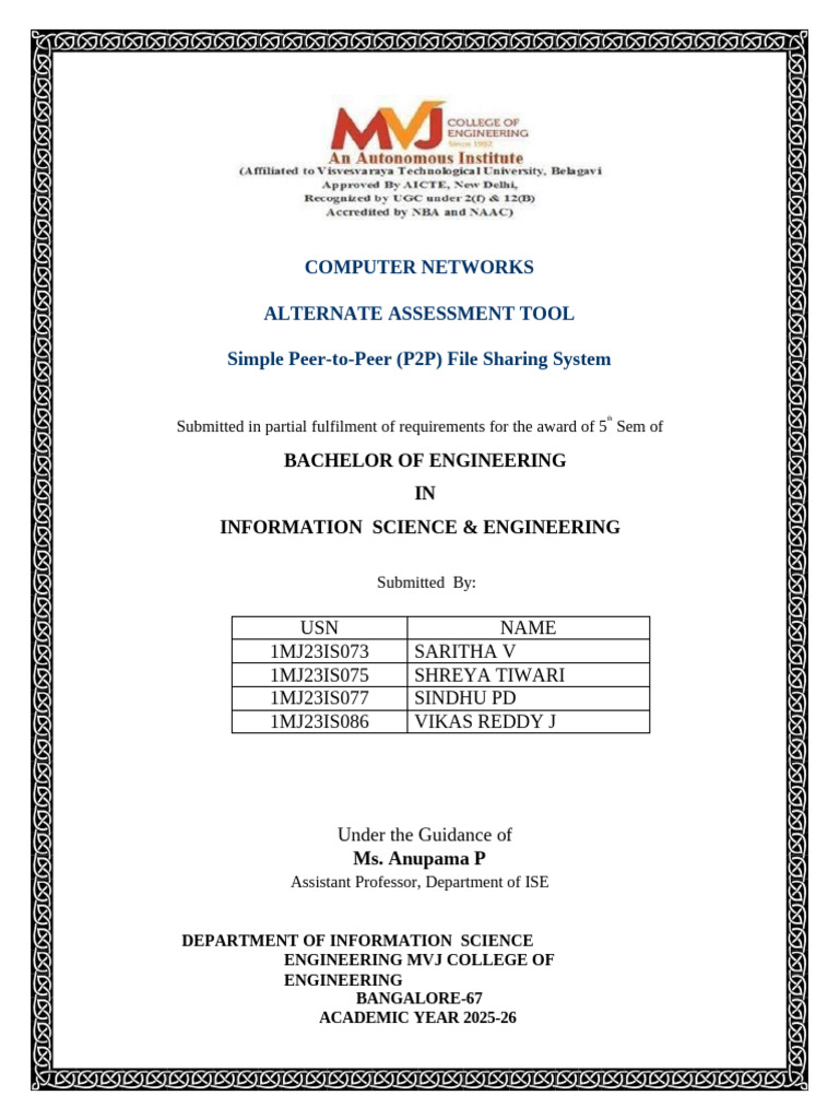 P2P File Sharing System Project Report | PDF | Peer To Peer | Computer ...