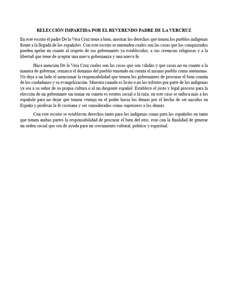 Releción Impartida Por El Reverendo Padre de La Vercruz | PDF