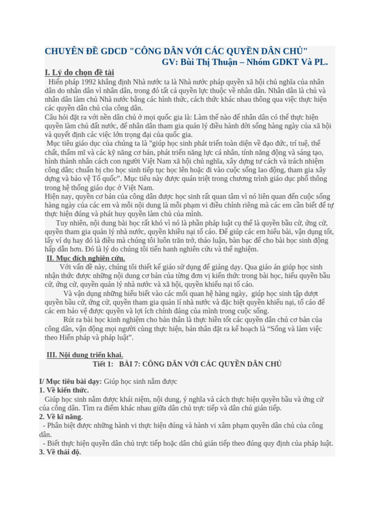 CHUYEN DE GDCD 4b3ba | PDF