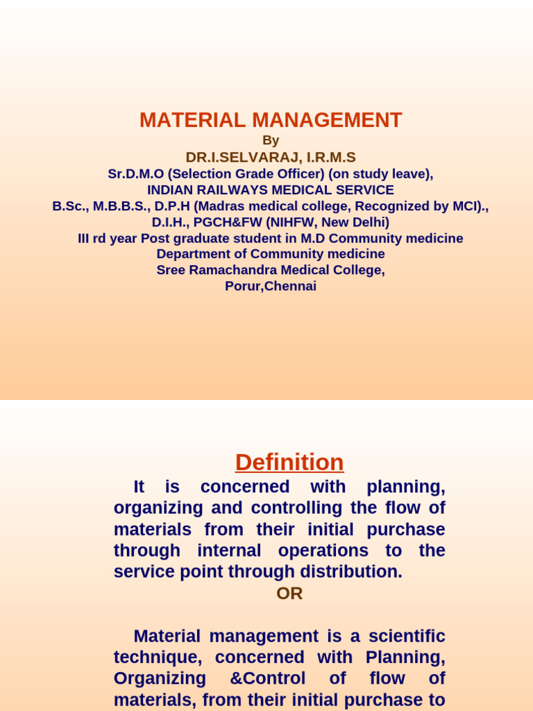 Mat. mgmt | PDF | Procurement | Inventory