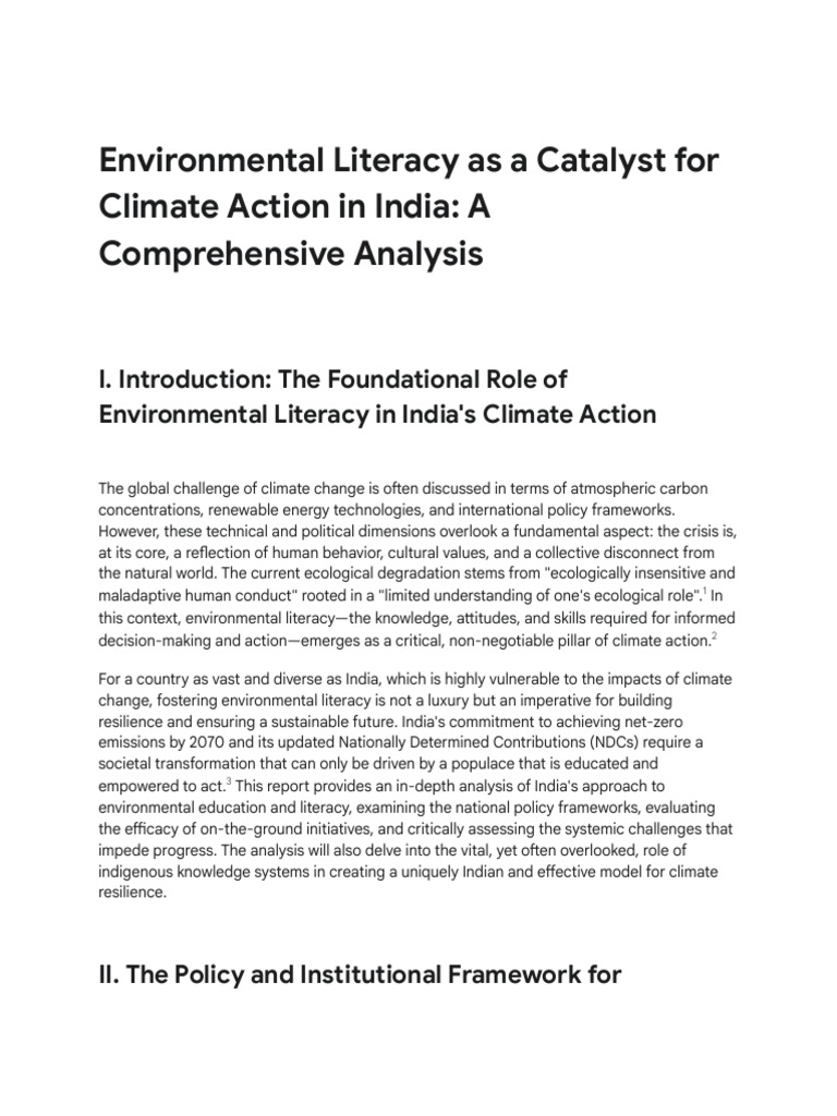 Environmental Literacy for Climate Action India | PDF | Sustainability ...