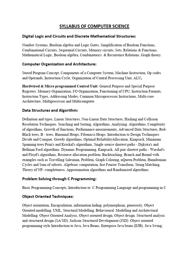 Comprehensive Computer Science Syllabus | PDF | Computer Security ...