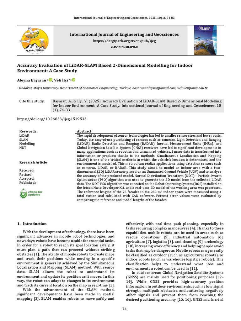 Accuracy Evaluation of LiDAR-SLAM Based 2-Dimensional Modelling For ...
