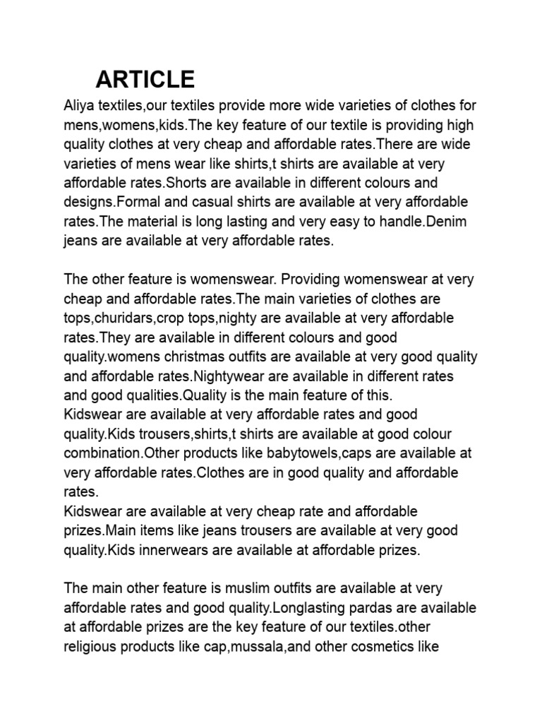 Aliya Textiles Is One of The Textiles That Provide Clothes at ...