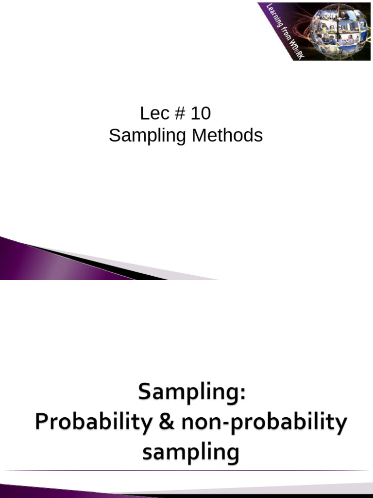 QRM Lec # 10 Sampling Methods | PDF | Sampling (Statistics) | Techniques