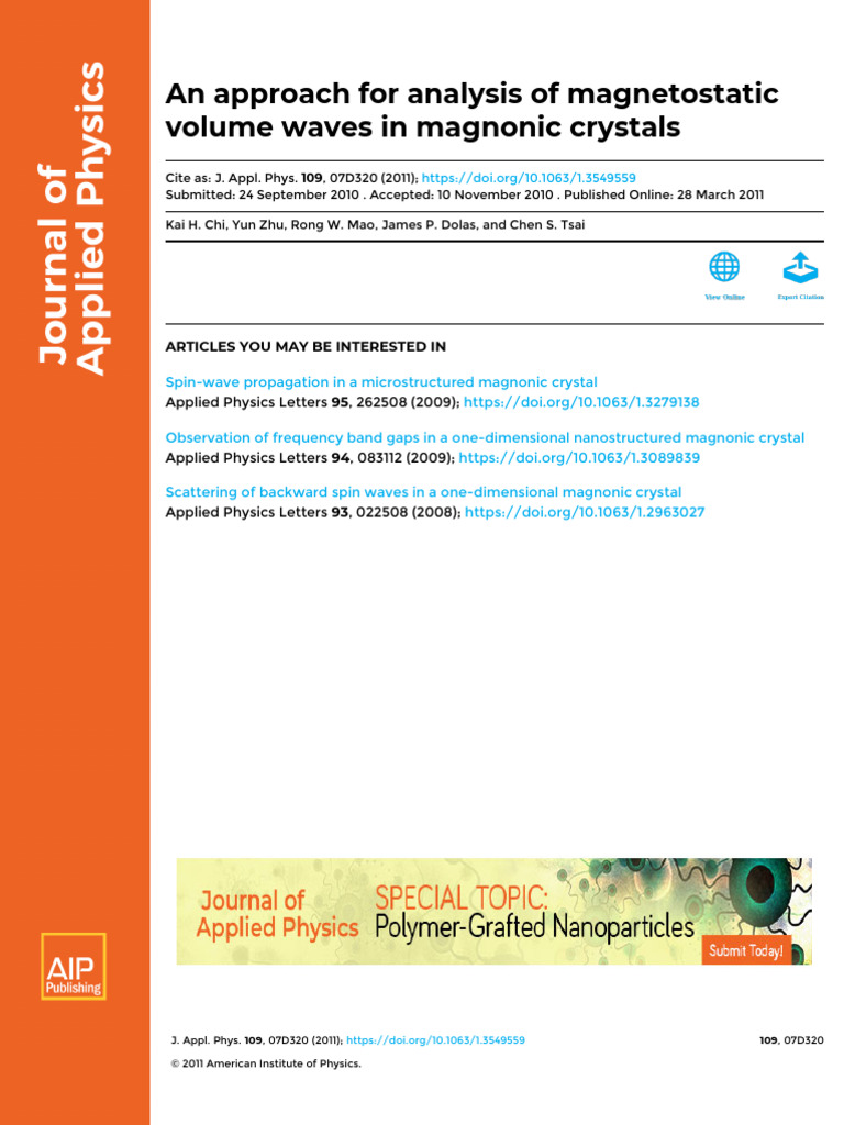 An Approach For Analysis of Magnetostatic Volume Waves in Magnonic ...