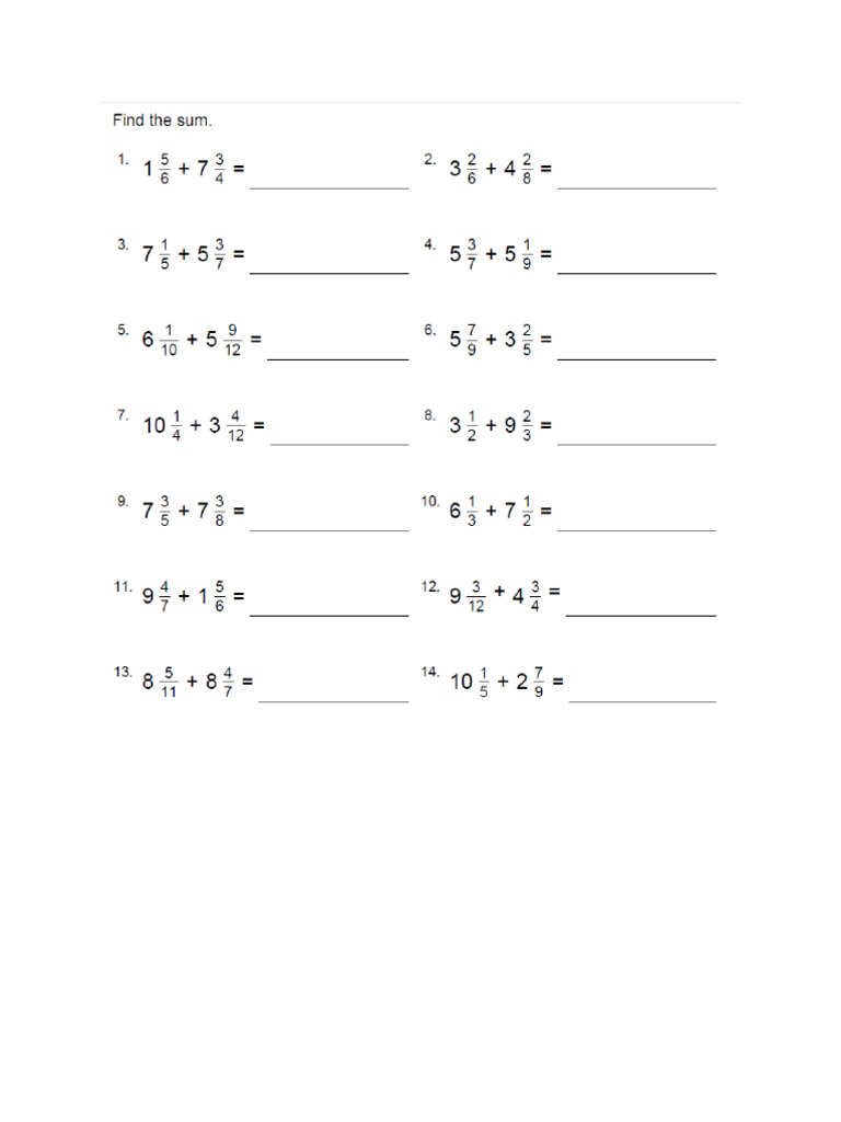 Adding Mixed Numbers 2 | PDF