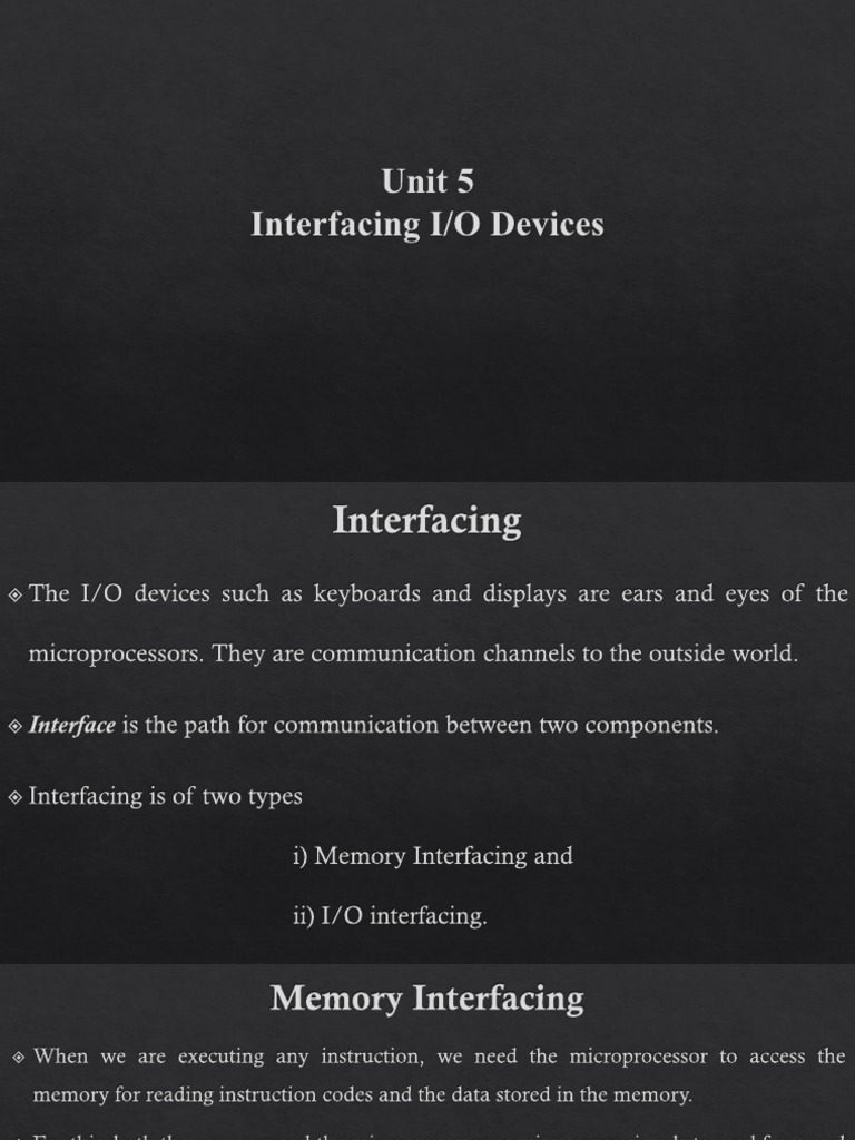I/O Device Interfacing in Microprocessors | PDF