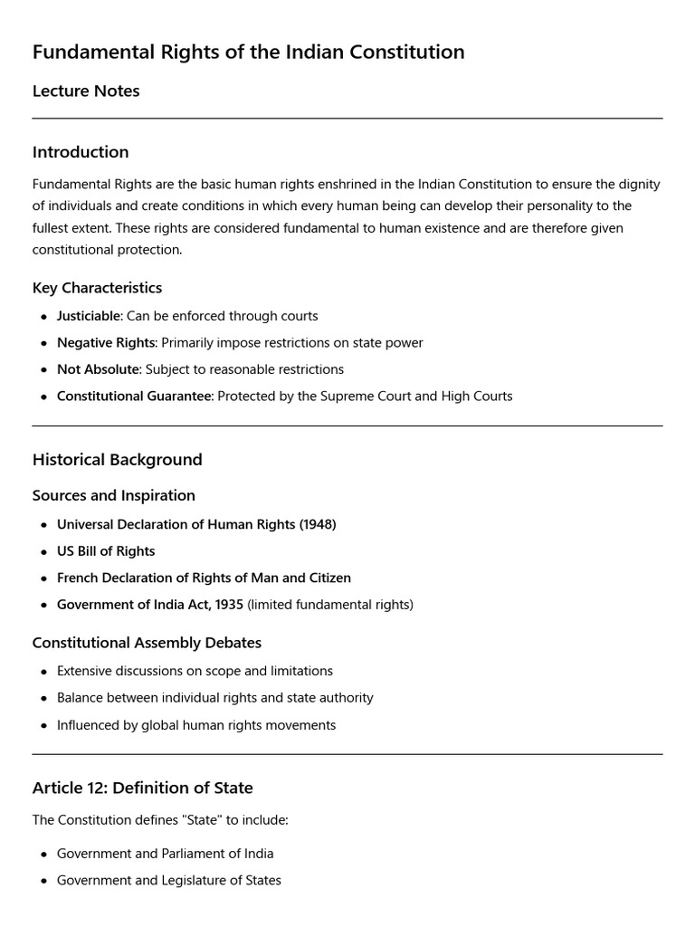 Indian Constitution's Fundamental Rights | PDF | Human Rights ...