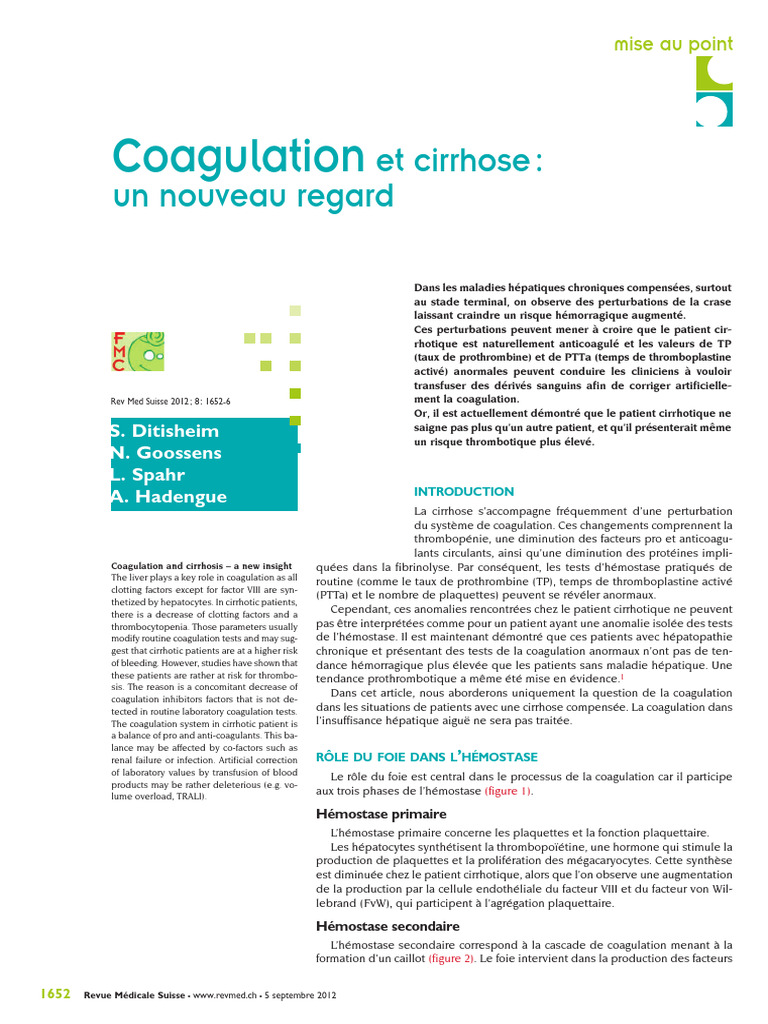 Coagulation et cirrhose : nouvelles perspectives | PDF | Coagulation ...