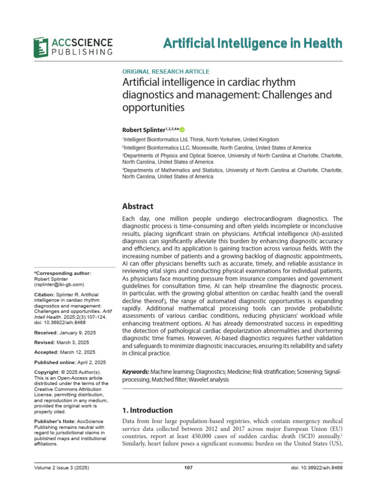 Artificial Intelligence in Cardiac Rhythm Diagnostics and Management ...
