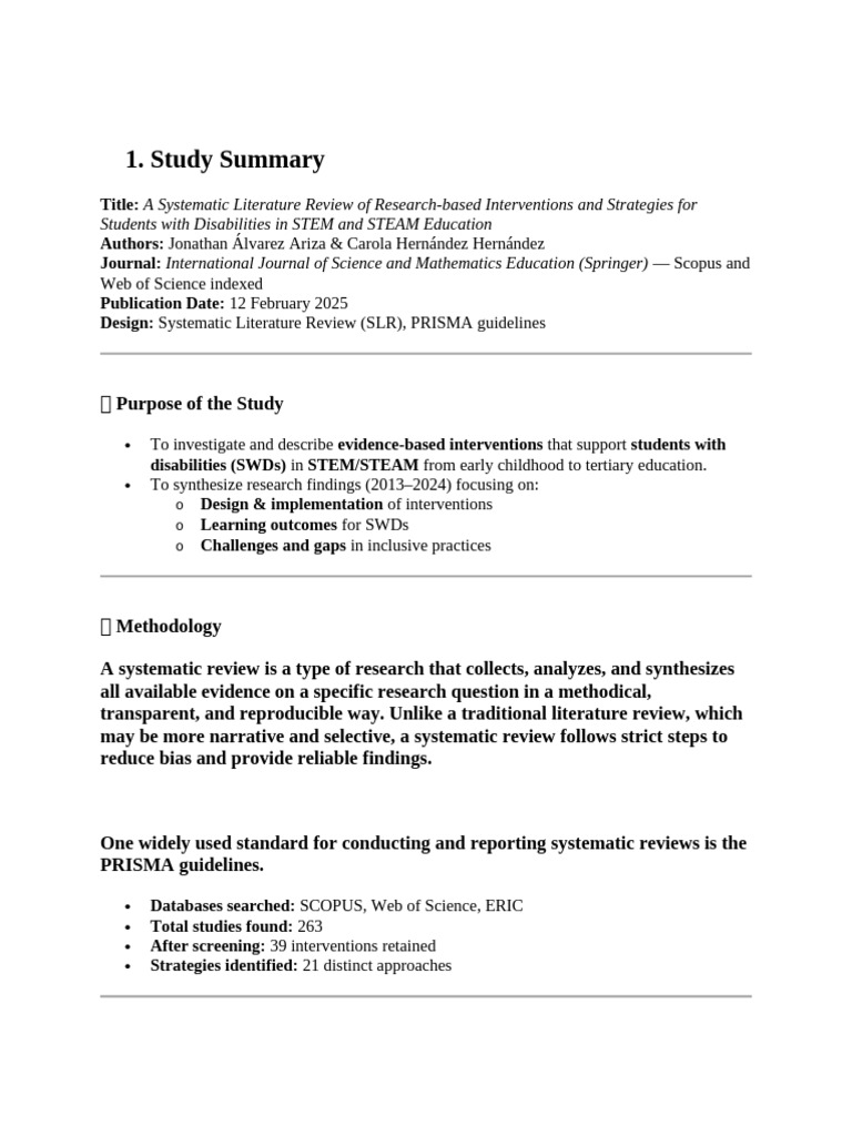 Strategies for Inclusive STEM Education | PDF | Systematic Review ...