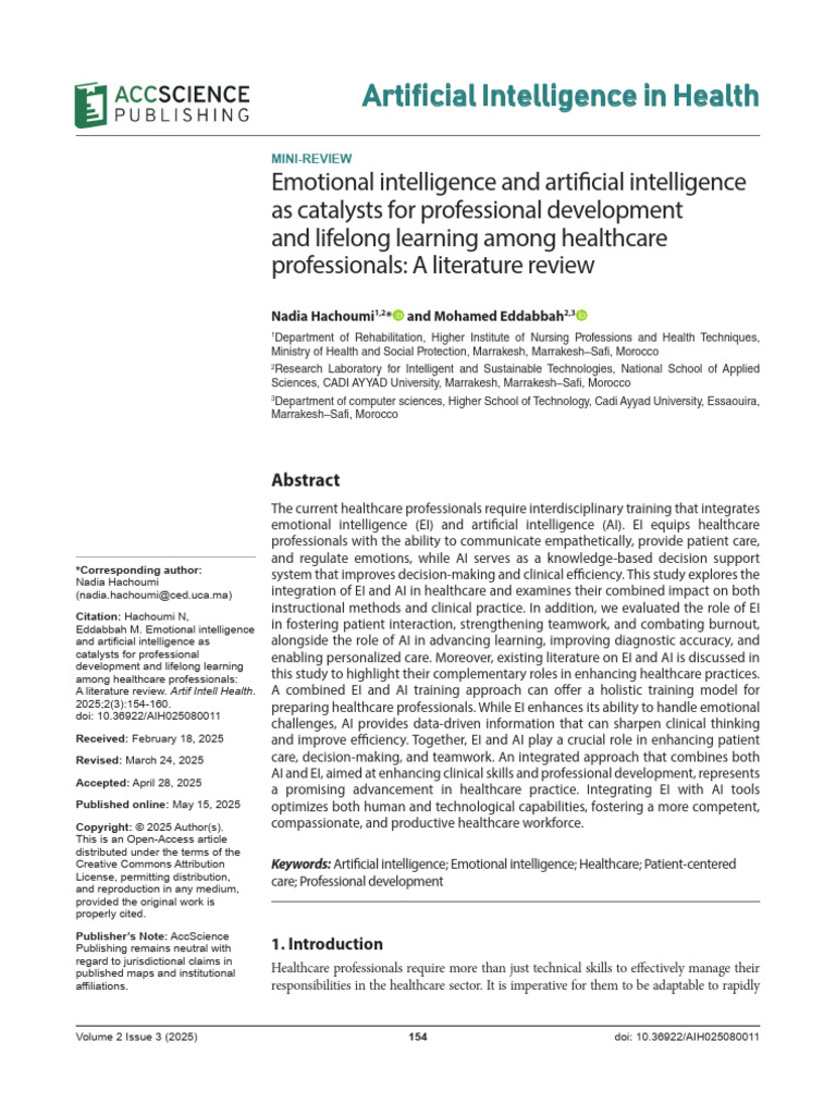 EI and AI in Healthcare Training | PDF | Artificial Intelligence ...