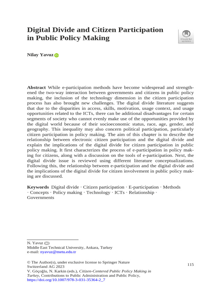 E-Participation and the Digital Divide | PDF | Policy | Information And ...