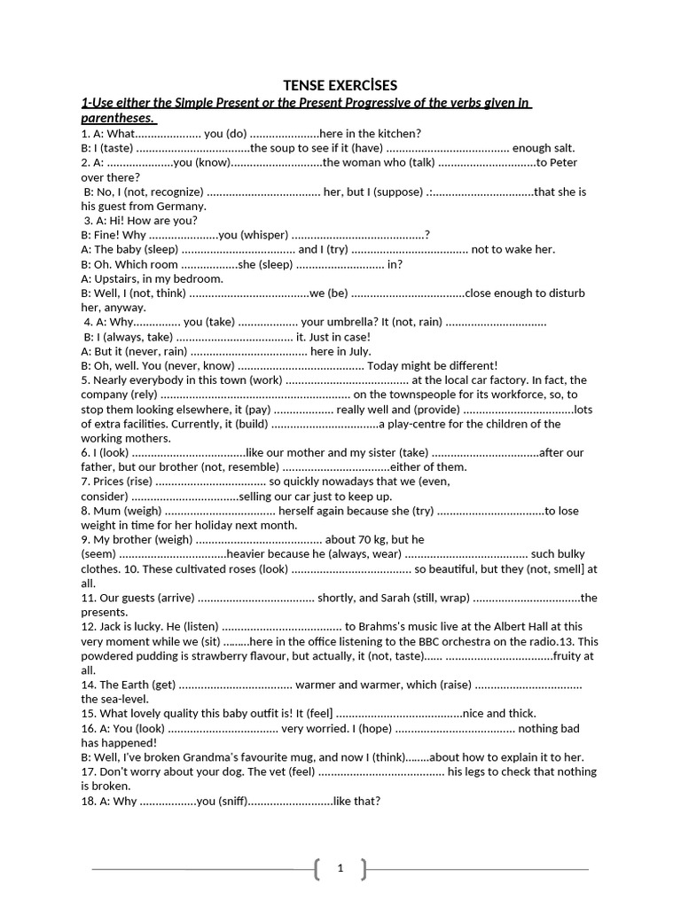 Tense Exercises for English Learners | PDF