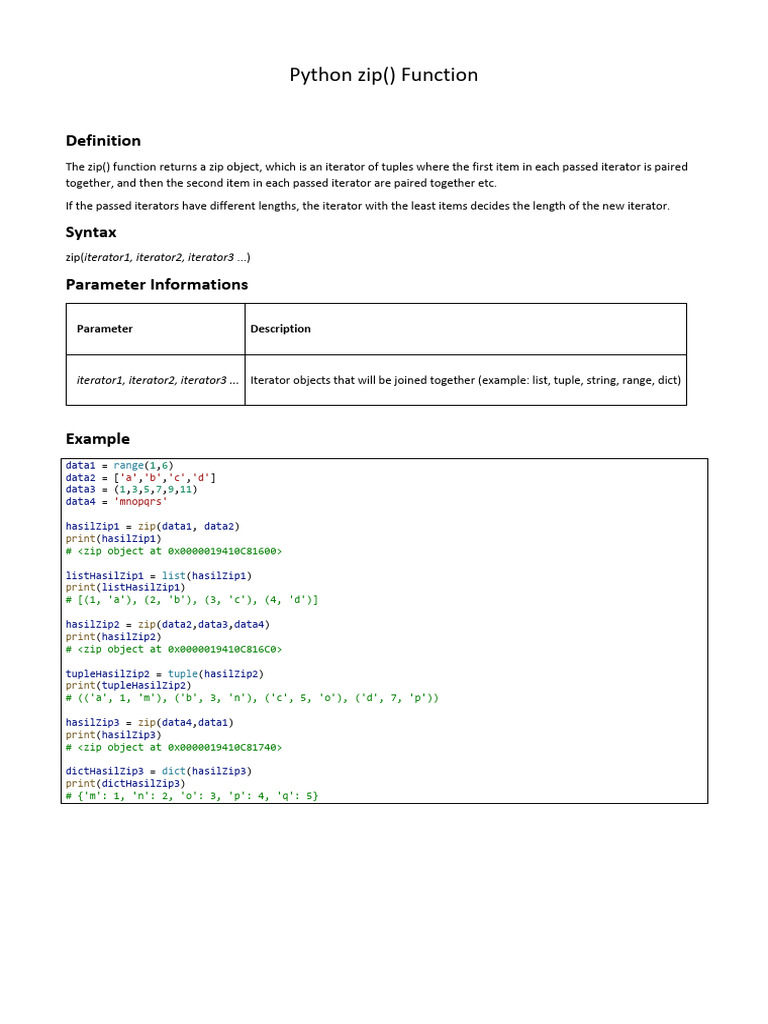 Understanding Python's zip() Function | PDF