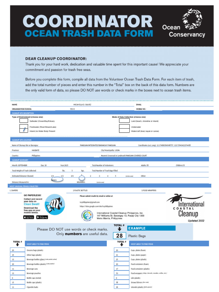 Cleanup Report for Barangay Panisijan | PDF | Plastic