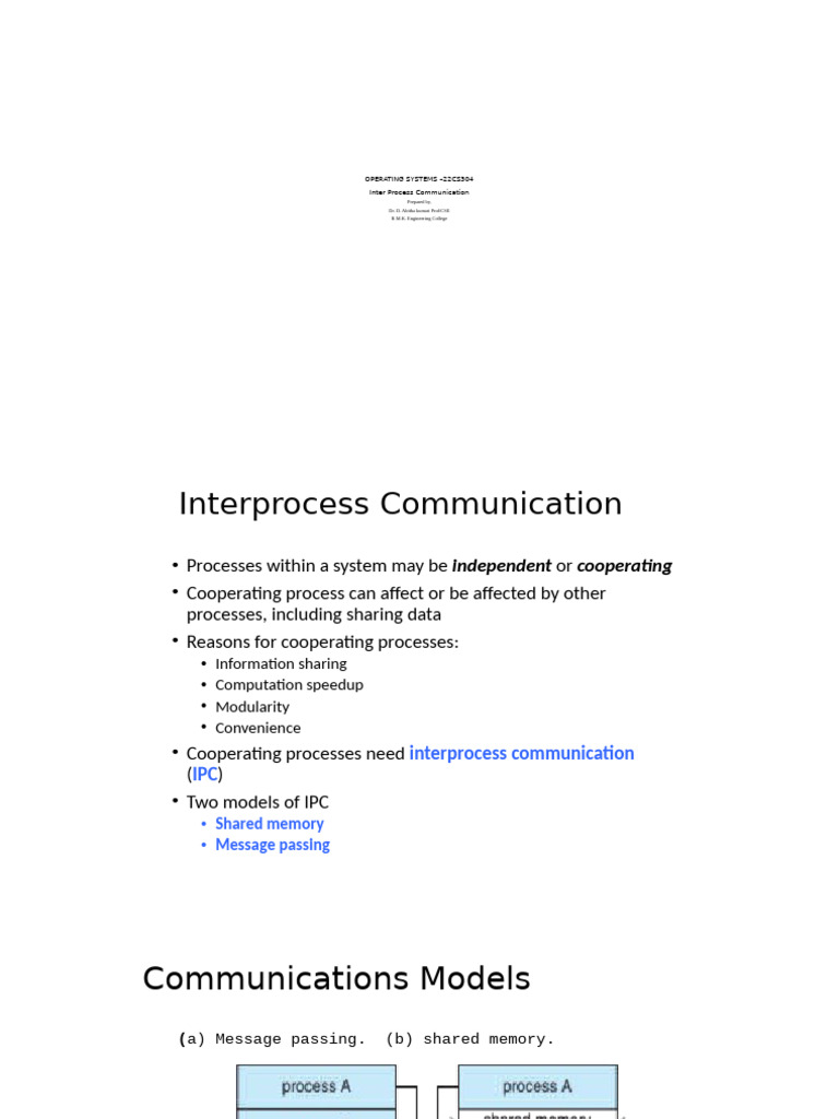 Operating Systems - 22Cs304 Inter Process Communication | PDF ...