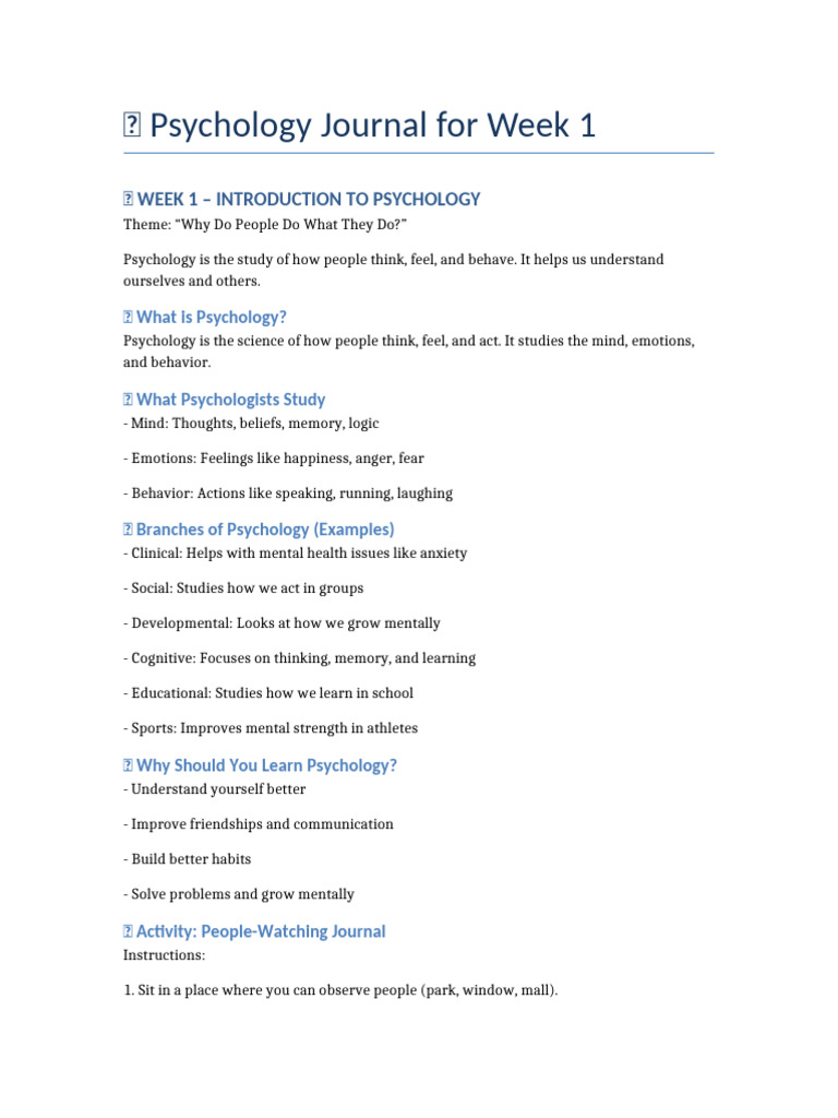 Psychology Journal Week1 | PDF