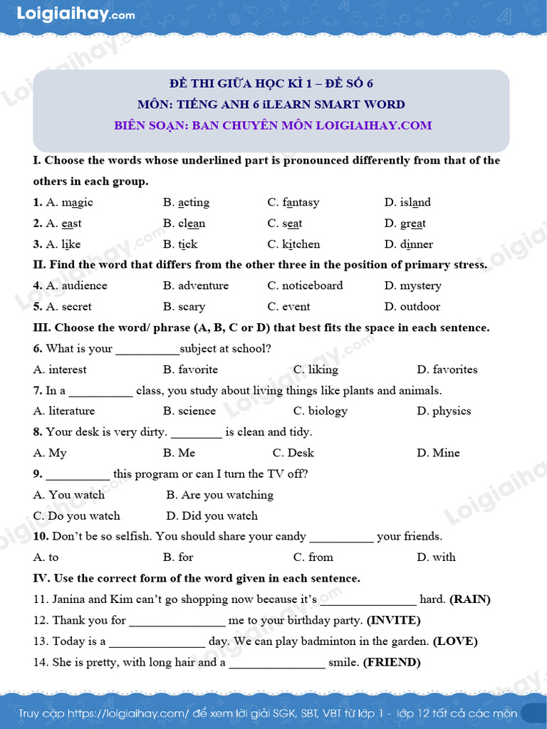 English Language Practice Test 6 | PDF