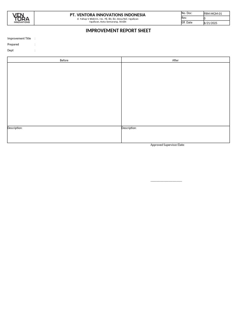 Improvement Report Sheet Template | PDF
