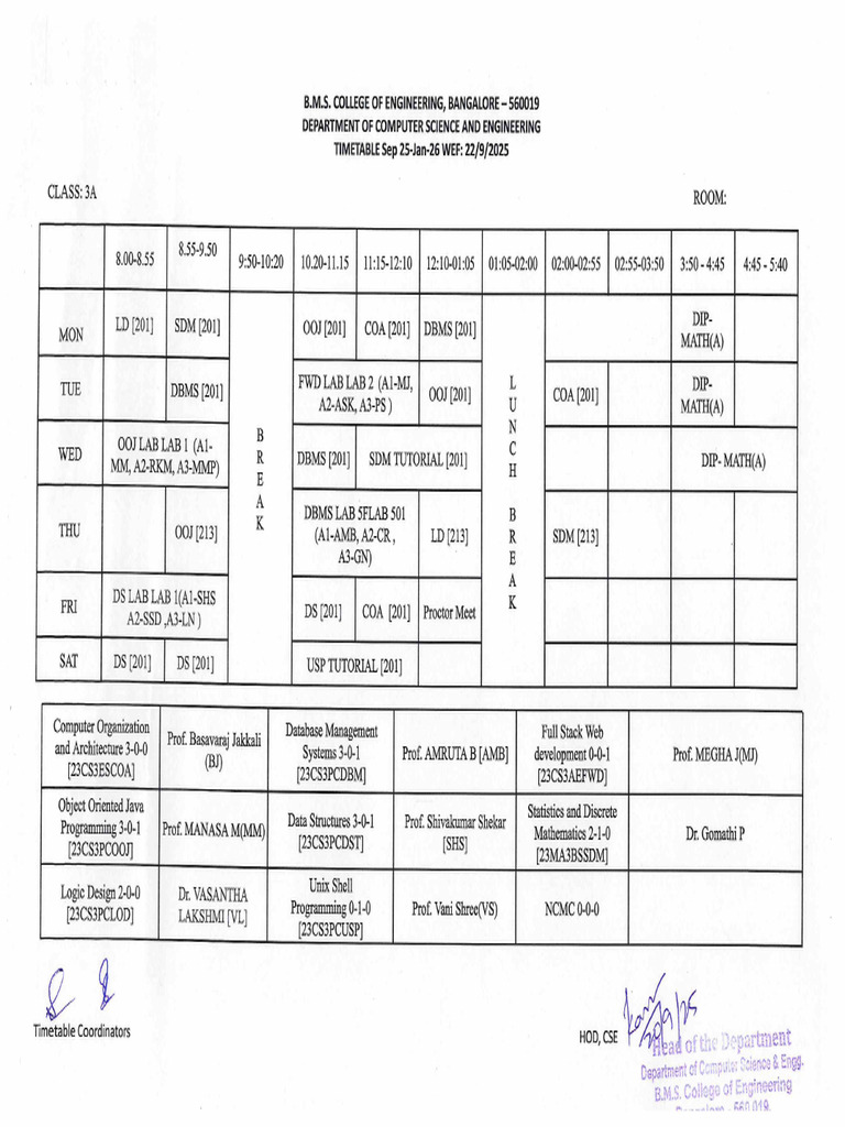 3rd Semester Time Table Dt-22!09!2025 | PDF