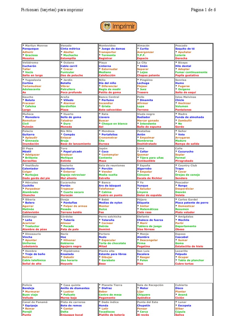 Tarjetas Pictionary | PDF | Naturaleza, image size:768x1024