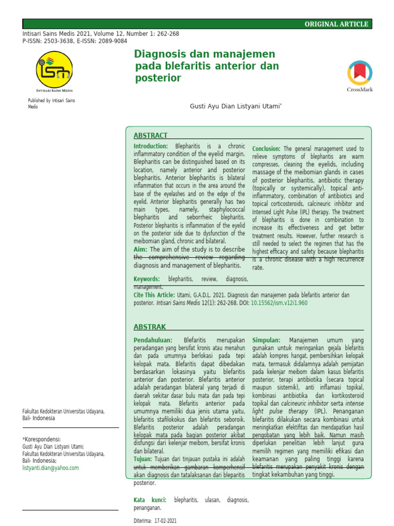 Diagnosis dan Manajemen Blefaritis | PDF
