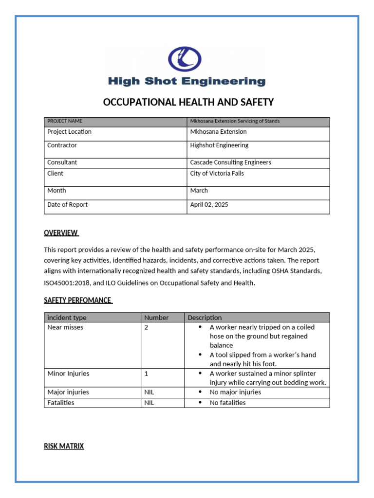 Occupational Health and Safety Report (March) - 1 | PDF | Occupational ...