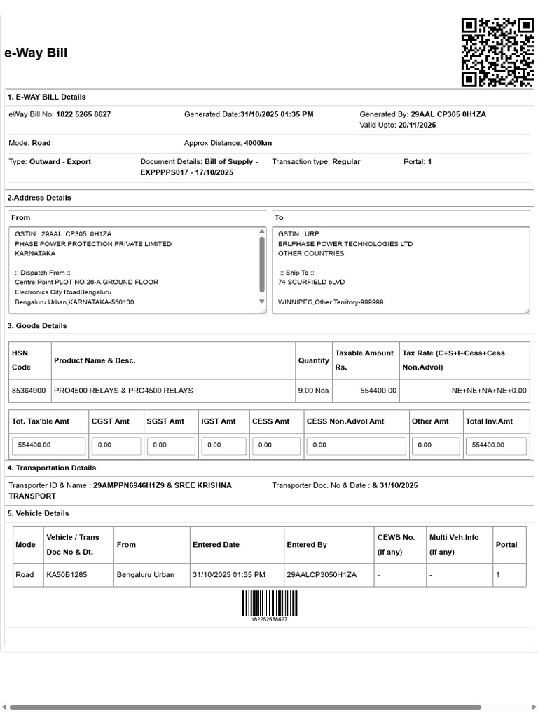E-Way Bill System For EXPPPPS017 | PDF | Payments | Trade